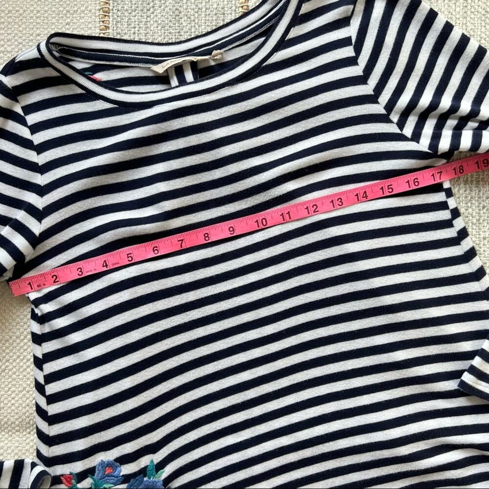Soft Surroundings Black White Striped Embroidered Long Sleeves Top Women’s Small - Picture 7 of 10